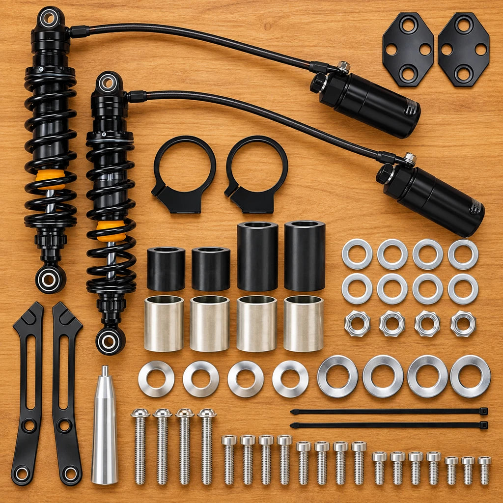 Remote Reservoir Rear Suspensions Shocks Fit For Harley Road King Glide 2014-25