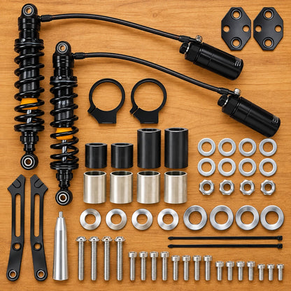Remote Reservoir Rear Suspensions Shocks Fit For Harley Road King Glide 2014-25