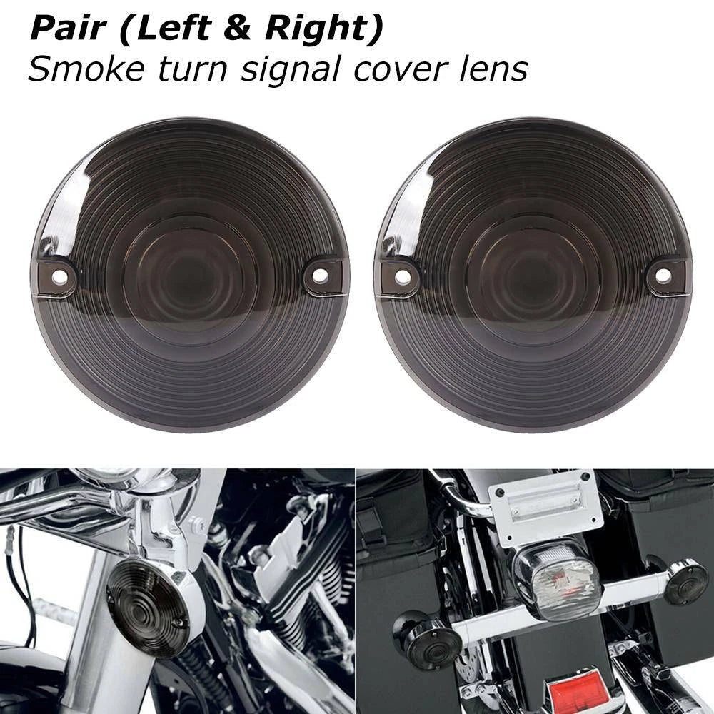 2X Smoked Lens Turn Signal Light Flat Lens Covers For Harley Touring Motorcycle