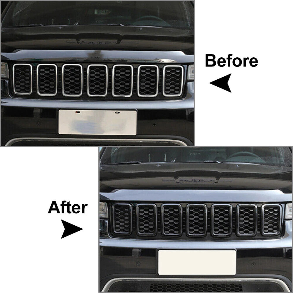 Front Grille Honeycomb Mesh Insert Cover Chrome For Jeep Grand Cherokee 17-21 US