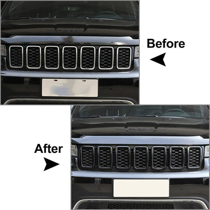 Front Grille Honeycomb Mesh Insert Cover Chrome For Jeep Grand Cherokee 17-21 US