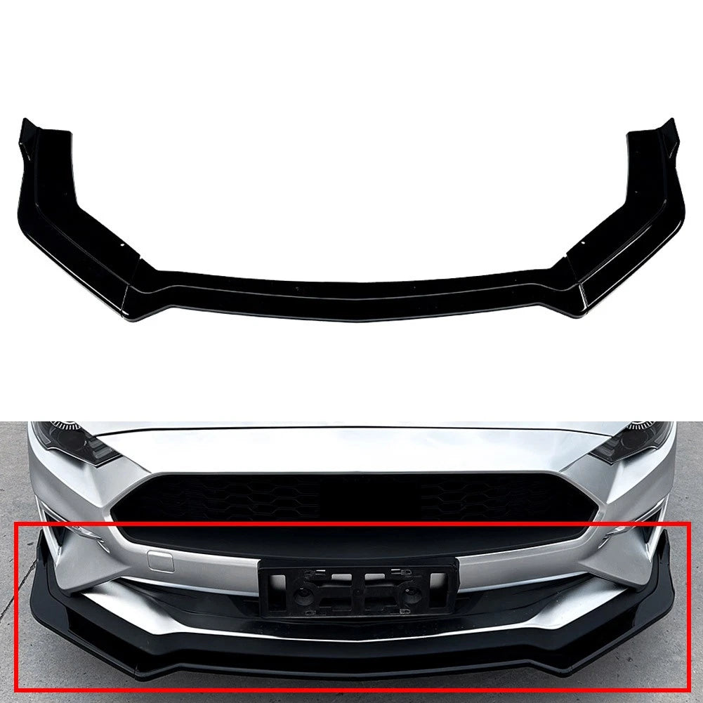 Front Bumper Lip Spoiler Splitter For Ford Mustang 2018-2023 Glossy Black