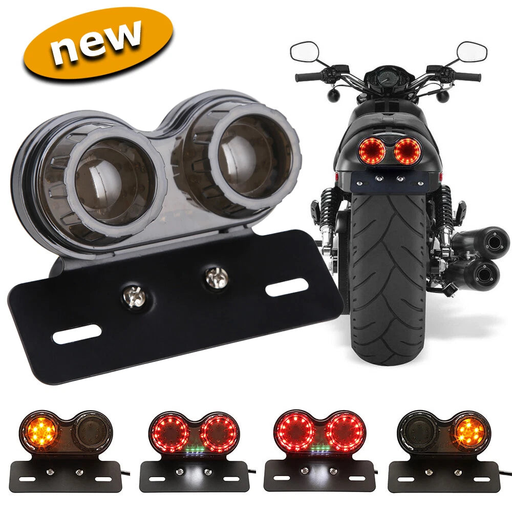 Motorcycle Tail Light LED Integrated Turn Signal Brake Indicator License Plate