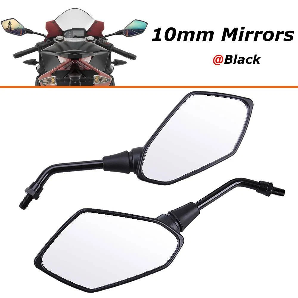 Black Motorcycle Rearview Side Mirrors for Honda Grom Kawasaki Ninja Suzuki