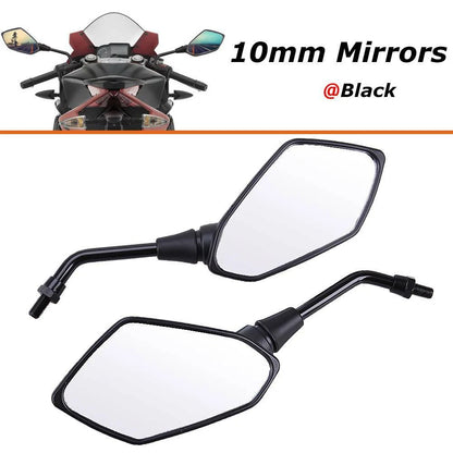 Black Motorcycle Rearview Side Mirrors for Honda Grom Kawasaki Ninja Suzuki