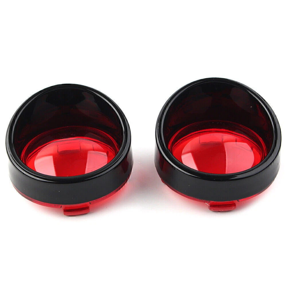 2x Turn Signal Light Lens Cover Red Bezels Visor Fit Harley Davidson Softail Red