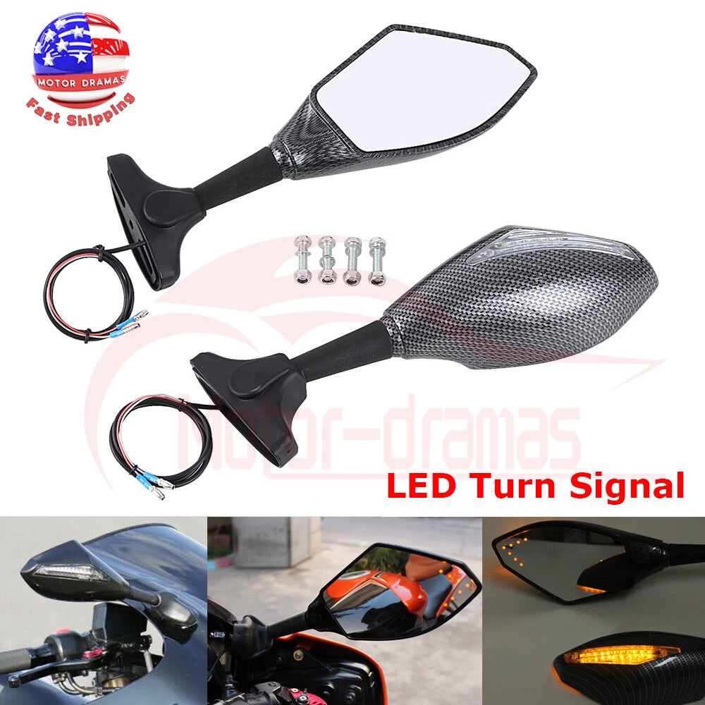 CUSTOM MOTORCYCLE LED TURN SIGNAL MIRRORS SMOKE For Yamaha YZF600R FZ6R R6 US