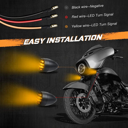 4x Motorcycle Grill Bullet Turn Signal Tail Light For Harley Cafe Bobber Chopper