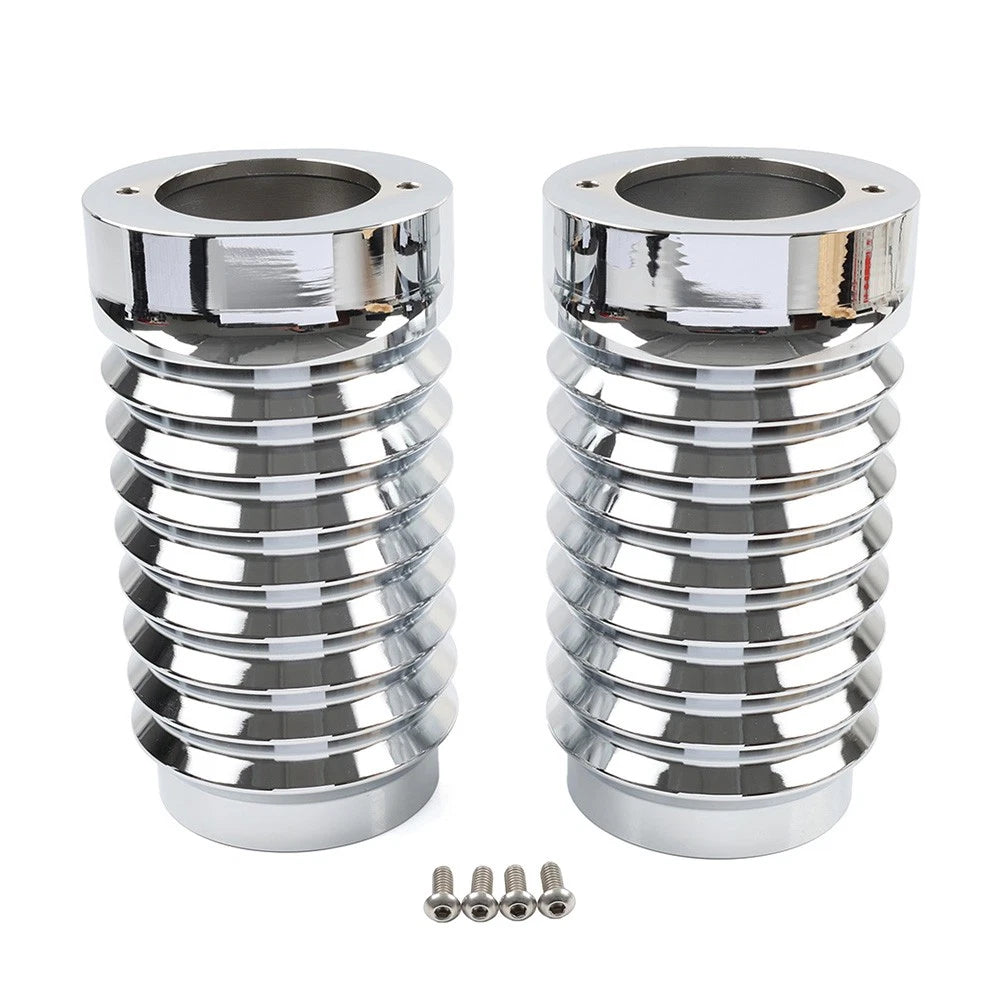 Retro Fork Boot Slider Covers Chrome Fit Harley Tour Road Street Tri Glide FLHR