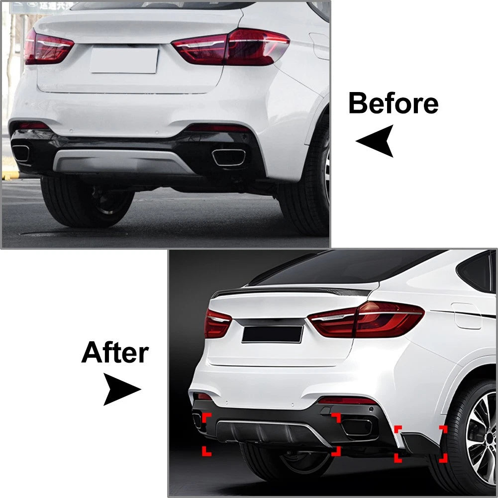 Rear Bumper Diffuser Lip Spoiler For BMW X6 F16 M Sport 2014-2019 Black