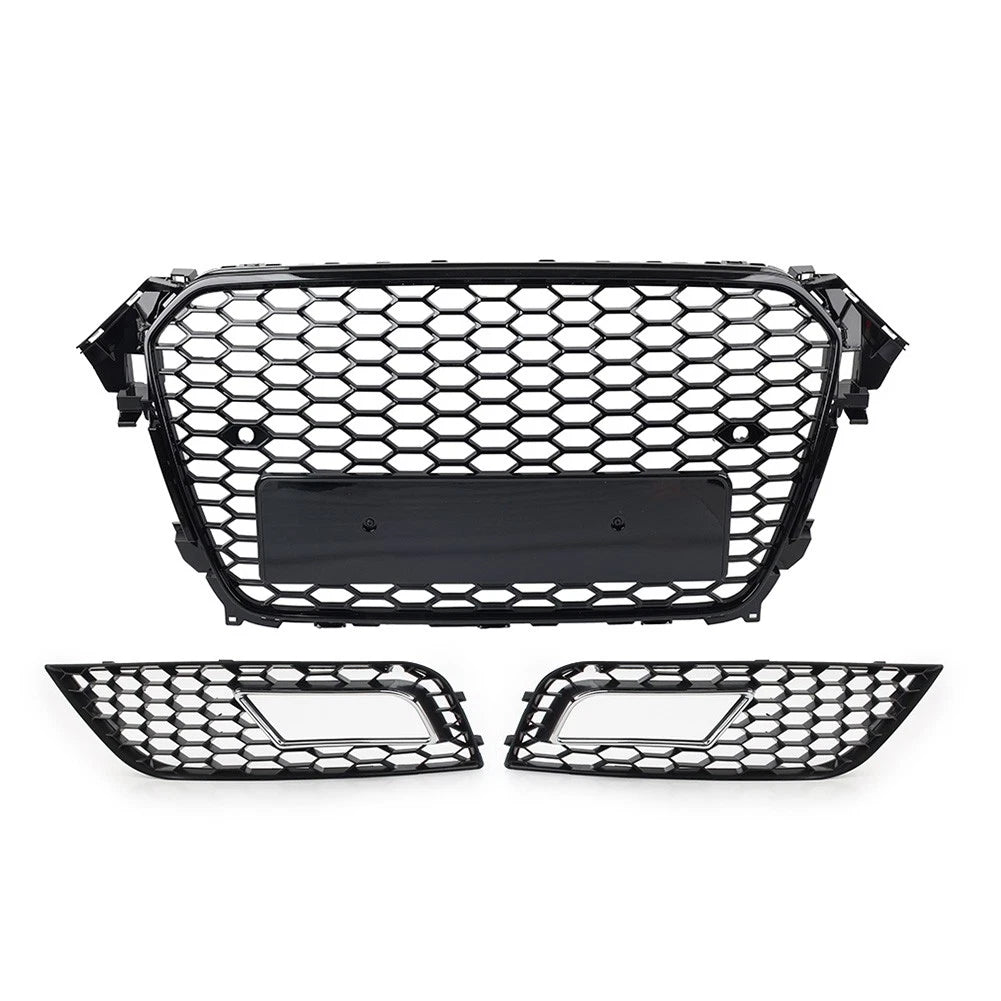 Front Hood Grille Fog Light Covers Honeycomb Style For Audi A4 2013-2016