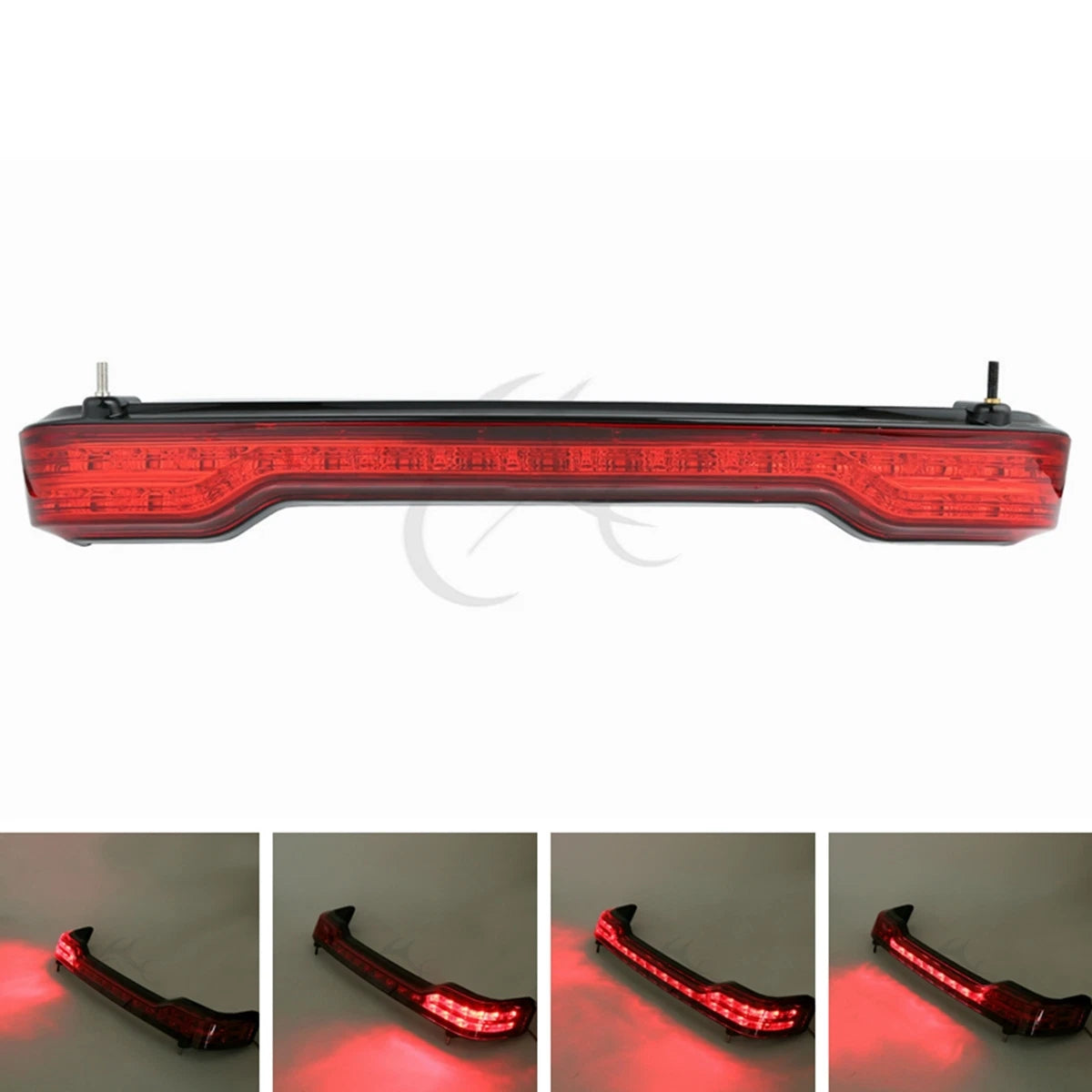King Trunk Backrest Pad Mount Rack Light For Harley Touring Road Glide 2014-Up