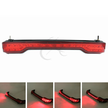 King Trunk Backrest Pad Mount Rack Light For Harley Touring Road Glide 2014-Up