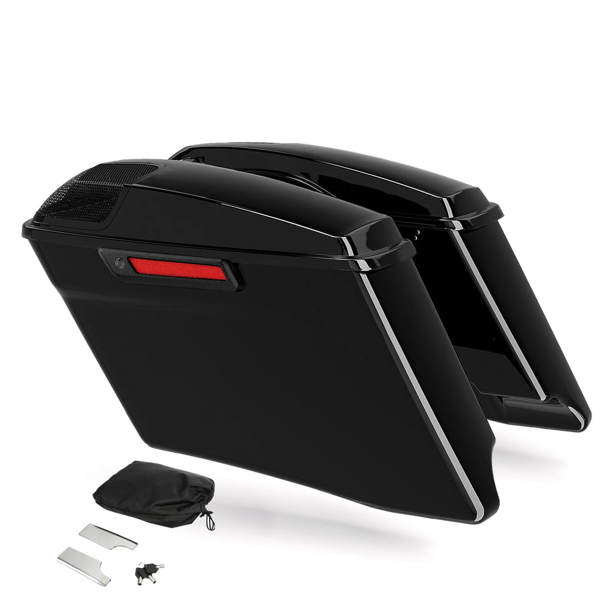 Vivid Black 4" Extended Hard Saddlebags Fit For Harley Touring Models 2014-Up US