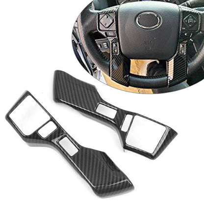 2* Steering Wheel Button Cover Trim Carbon Fiber Black For Toyota Tacoma 2016-19