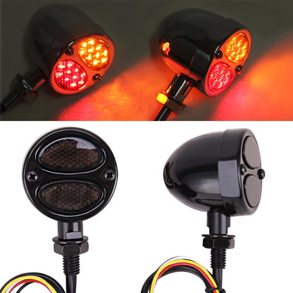 Motorcycle LED Bullet Red Amber Brake Blinker Turn Signal Tail Lights For Harley