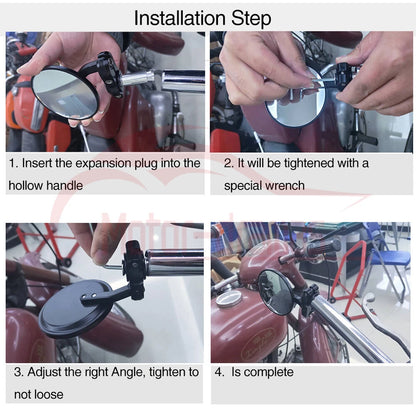 Handlebar Bar End Rearview Side Mirror Motorcycle Dirt Bike ATV For Honda Yamaha
