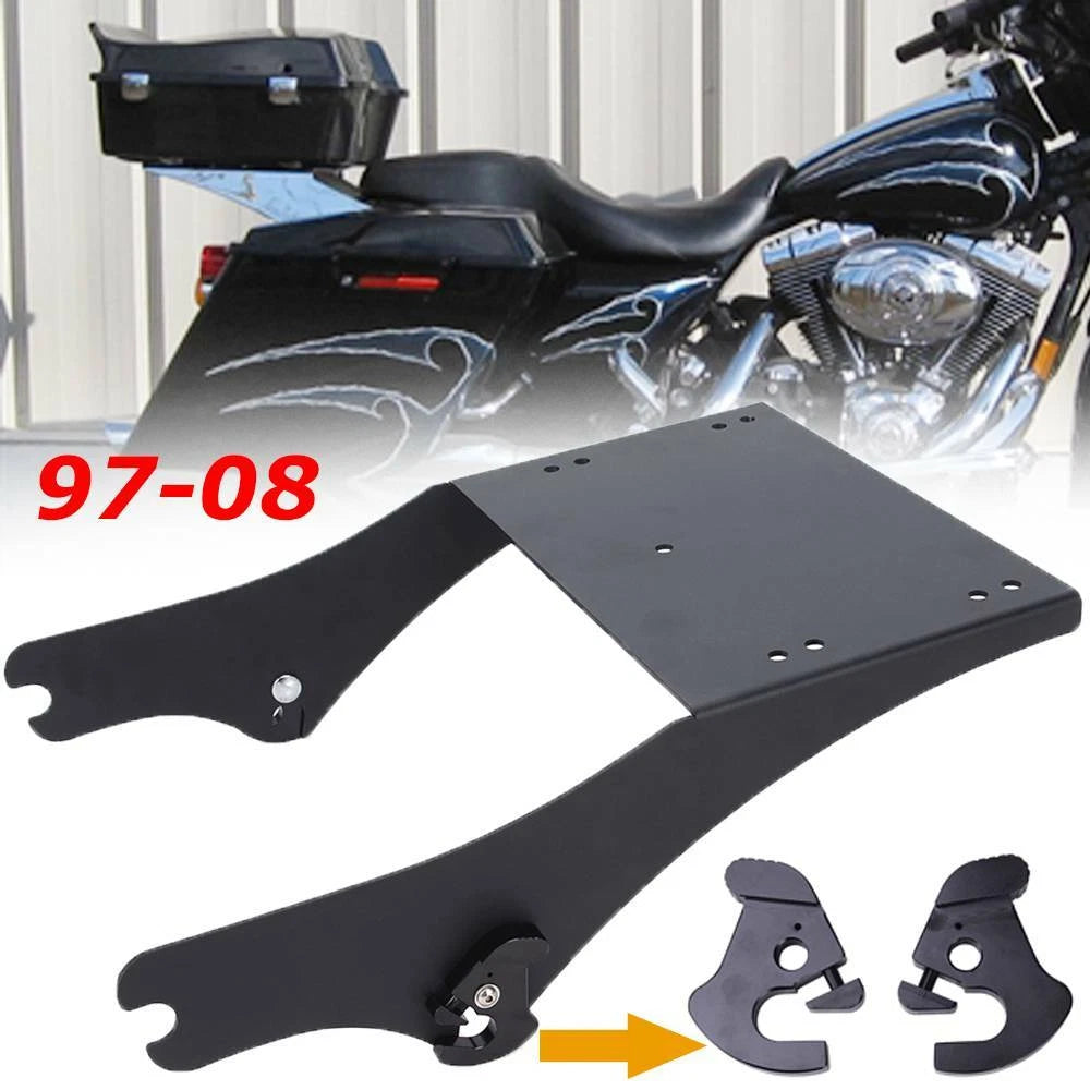 Two-up Tour Pack Pak Trunk Mount Bracket Luggage Rack For Harley Touring 97-08