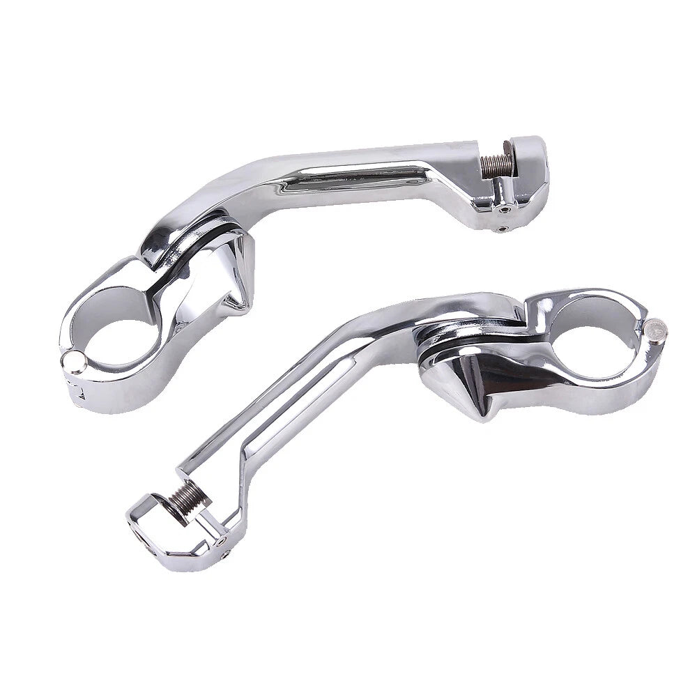 Chrome Long Foot Pegs Mounts Clamps For Harley 1 1/4" Highway Engine Guard Bars