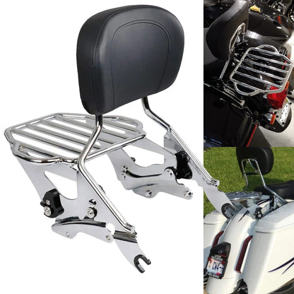Sissy Bar Backrest / 4 Point Docking / Luggage Rack For Harley Touring 2014-2022