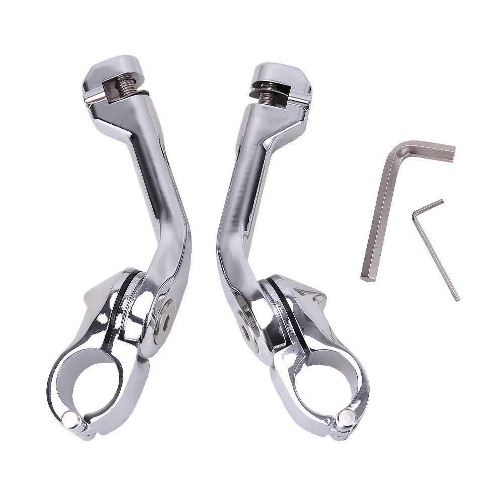 Chrome Long Foot Pegs Mounts Clamps For Harley 1 1/4" Highway Engine Guard Bars