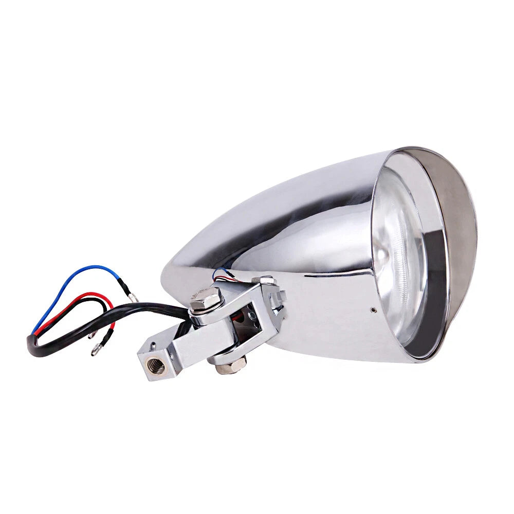 Chrome Bullet Headlight Assembly For Harley Sportster XL Softail Bobber Chopper