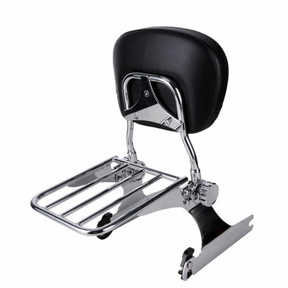 Chrome Backrest Sissy Bar Luggage Rack For Harley Dyna FXD FXDC FXDL FXDX 02-05