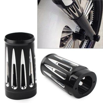 1 Pair Black Fork Boot Slider Cover Cow Bell For Harley Touring FL 1986-2013