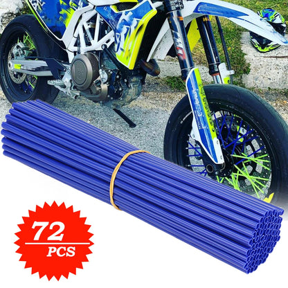 72PC Universal Wheel Spoke Wraps Motorcycle Cover Pipe Skins For Kawasaki Suzuki
