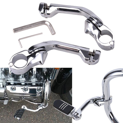 32mm Chrome Highway Long Angled Footpeg Pegs Mount Clamp For Harley Engine Guard