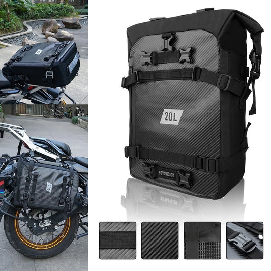20L Tail Bag Motorcycle Storage Backpack Black Multi-functional Rear Seat Bag
