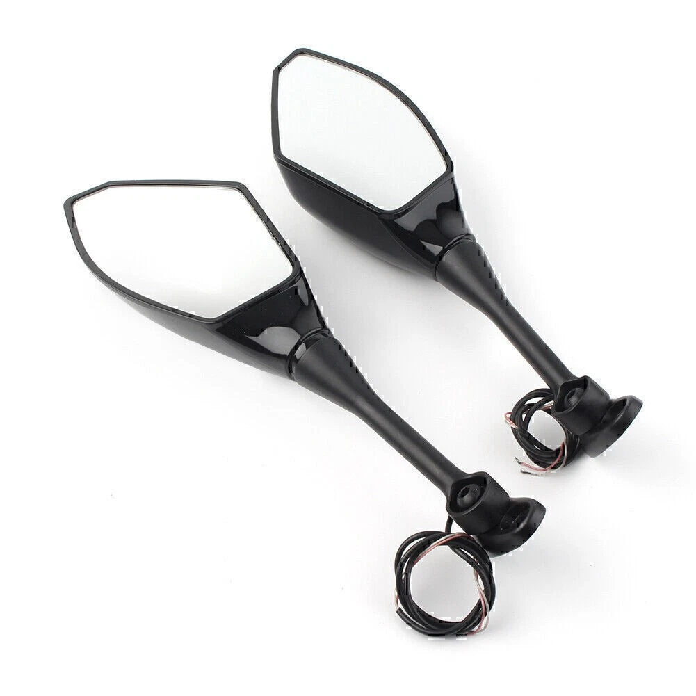 Pair Amber LED Turn Signal Rearview Side Mirror For Honda CBR600RR CBR1000RR