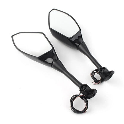 Pair Amber LED Turn Signal Rearview Side Mirror For Honda CBR600RR CBR1000RR