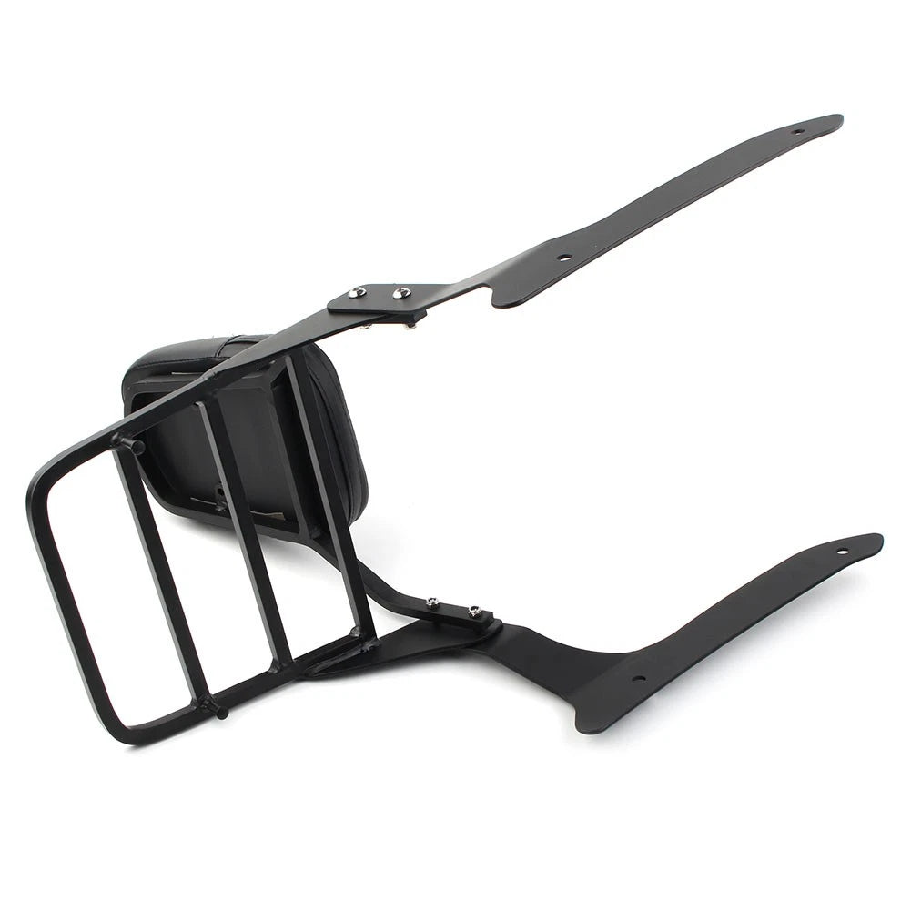 Black Backrest Sissy Pad & Luggage Rack For Yamaha XVS1300A V Star 1300 2007-15