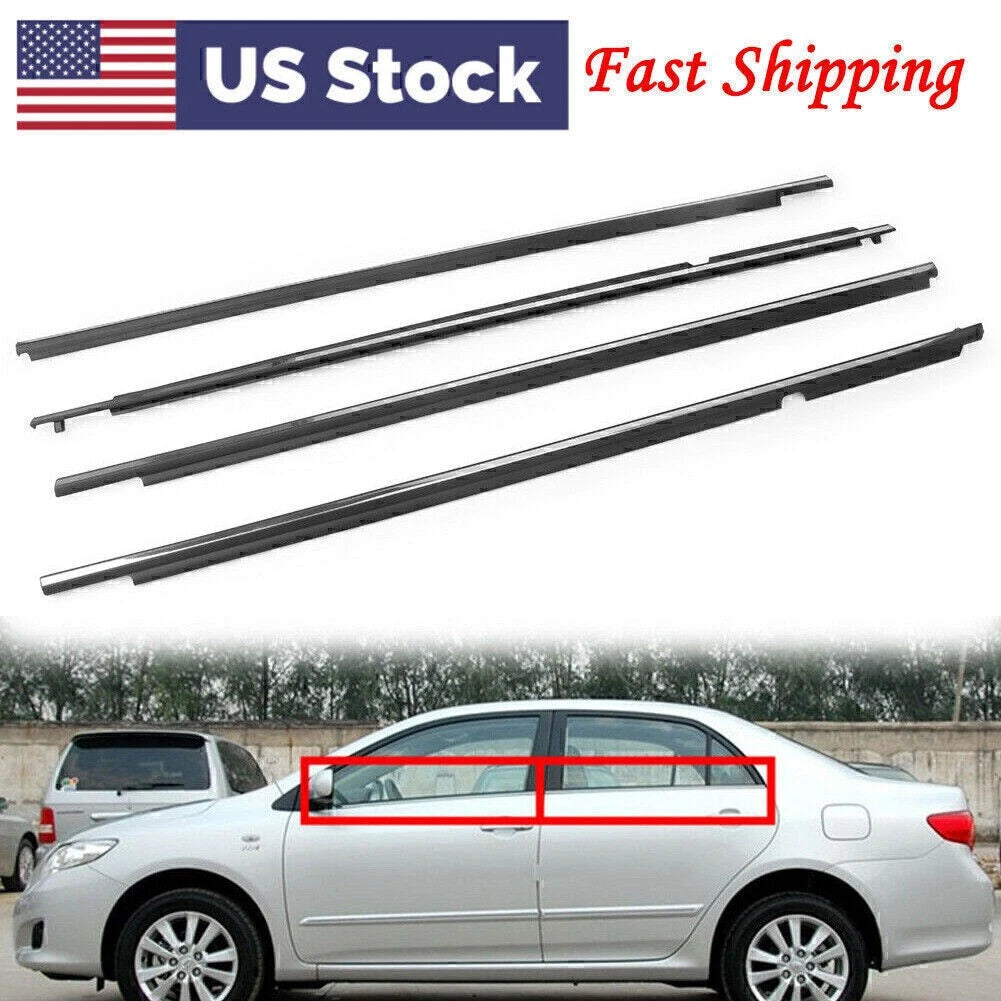 4x Auto Door Window Moulding Weatherstrip Seal Belt for Toyota Corolla 2009-2012