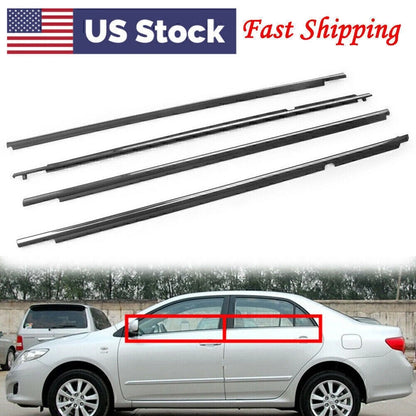 4x Auto Door Window Moulding Weatherstrip Seal Belt for Toyota Corolla 2009-2012