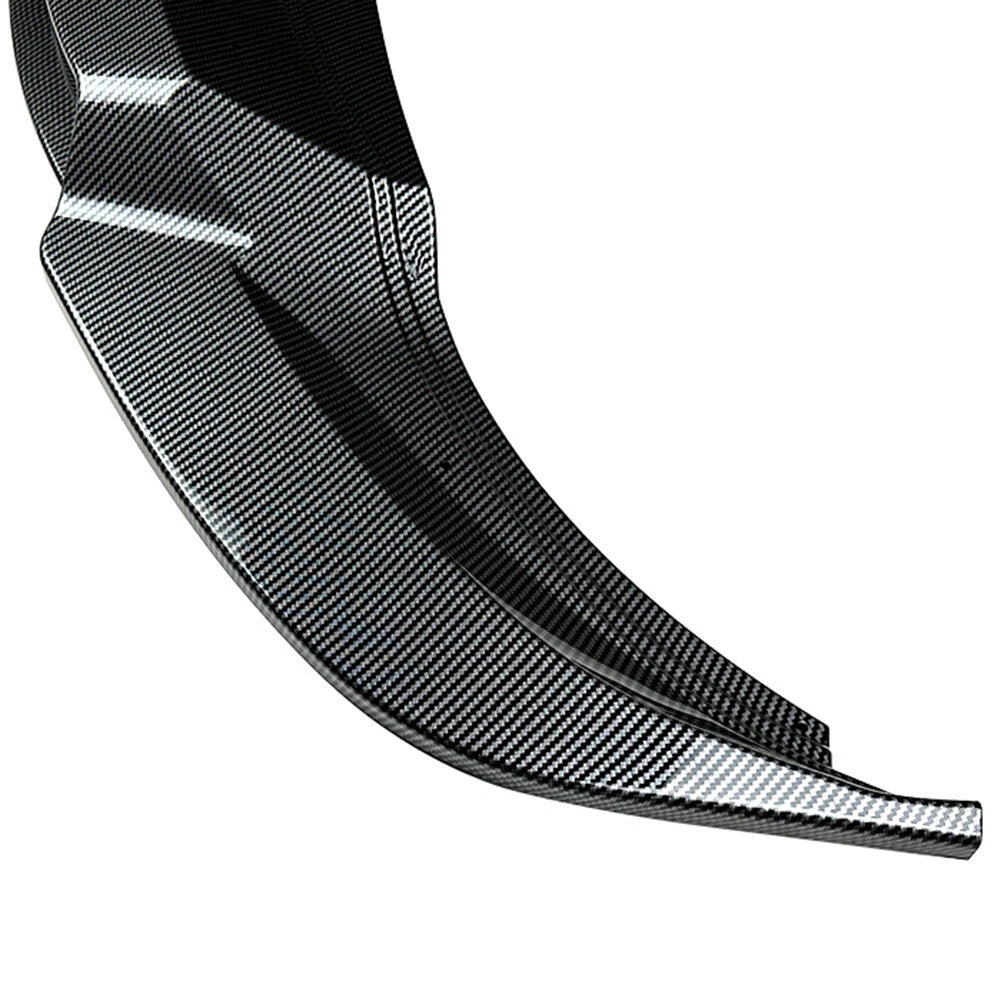 Front Bumper Spoiler Lip For Volkswagen Tiguan Rline 2021-23 Carbon Fiber Black