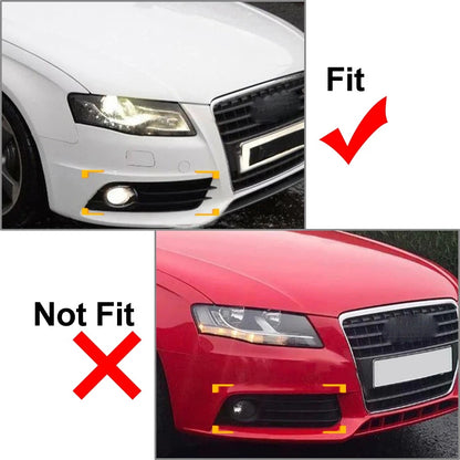 Honeycomb Front Bumper Grille Fog Light Grilles Set For Audi A4 09-12 Chrome&Blk