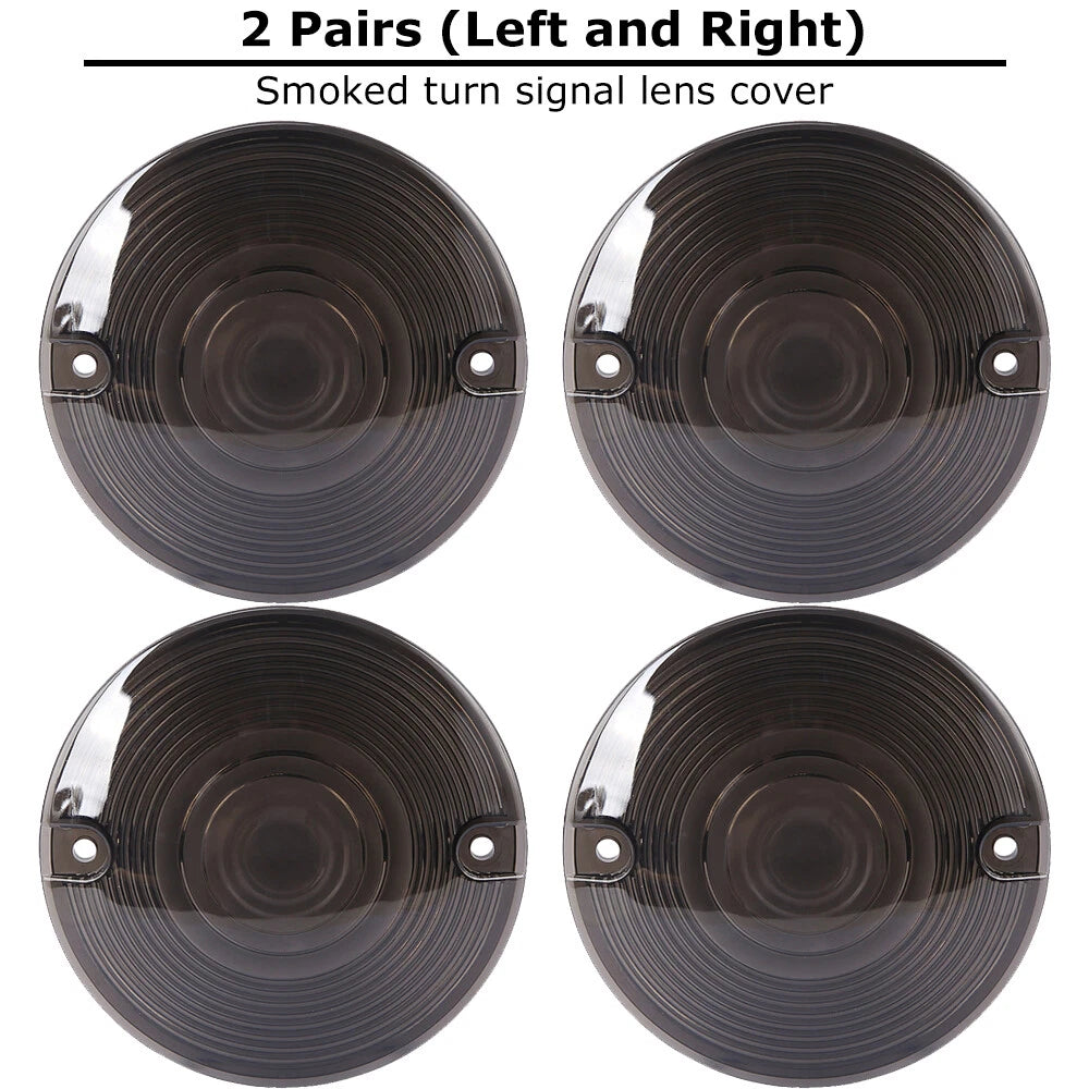 4PCS Motorcycle Turn Signal Light Smoked Lens Covers For Harley Touring Softail