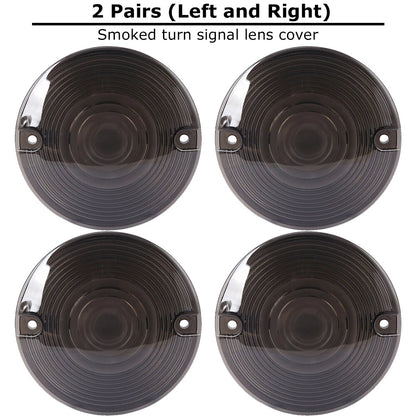 4PCS Motorcycle Turn Signal Light Smoked Lens Covers For Harley Touring Softail