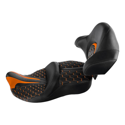 Driver Passenger Seat King Backrest Pad Fit For Harley Touring Glide 2014-2023