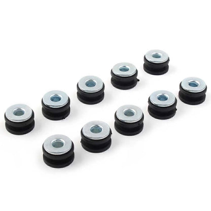 10x Rubber Fairing Cowling Grommet Bushing Bolts Gasket Black+Silver Motorcycle