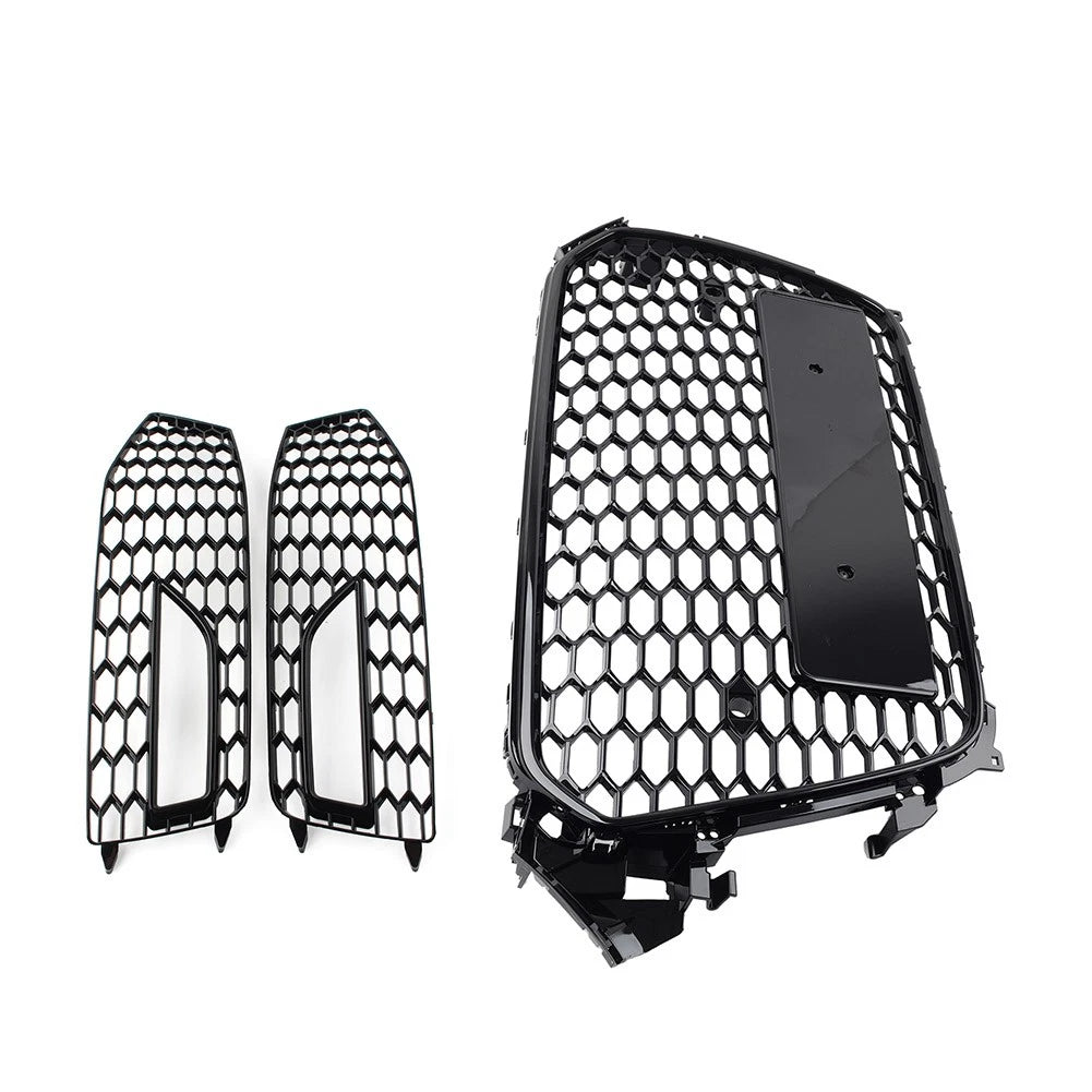 Front Honeycomb Bumper Grille Fog Light Covers Set For Audi A4 S4 2013-2015