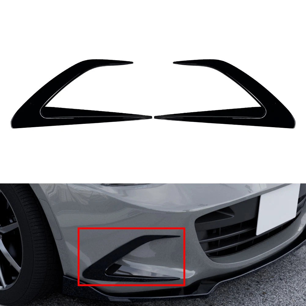 Glossy Black Front Bumper Side Air Vent Trims For Mazda MX-5 ND Miata 2016-2025