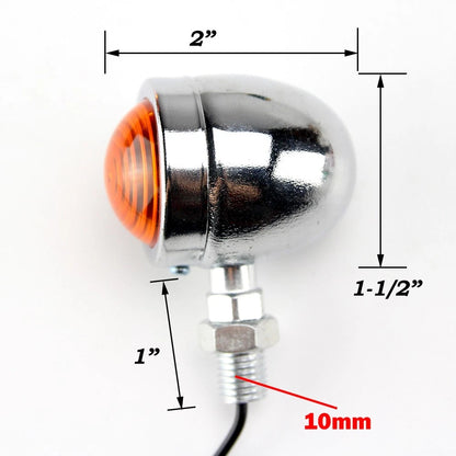 4PCS Vintage Motorcycle Tail Turn Signals Lights Amber Chrome Bullet For Harley