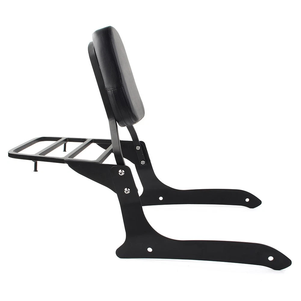 Black Backrest Sissy Pad & Luggage Rack For Yamaha XVS1300A V Star 1300 2007-15