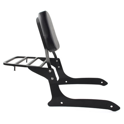 Black Backrest Sissy Pad & Luggage Rack For Yamaha XVS1300A V Star 1300 2007-15