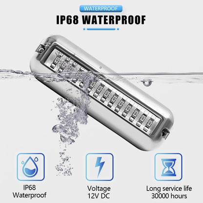 4PCS 42 LED Blue Stainless Steel Underwater Boat Marine Transom Lights Pontoon