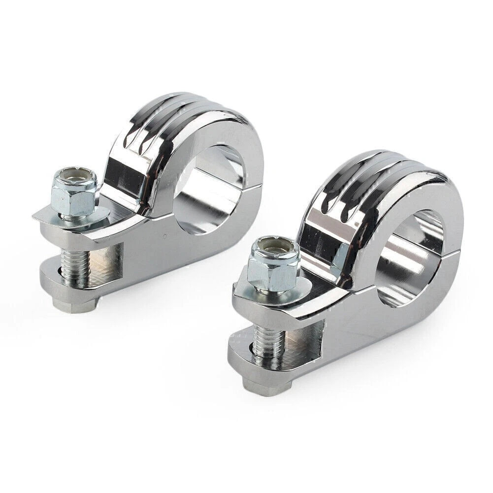 US 1.25" Highway Foot Peg Mounting P Clamps for Harley Dyna Engine Bars Chrome