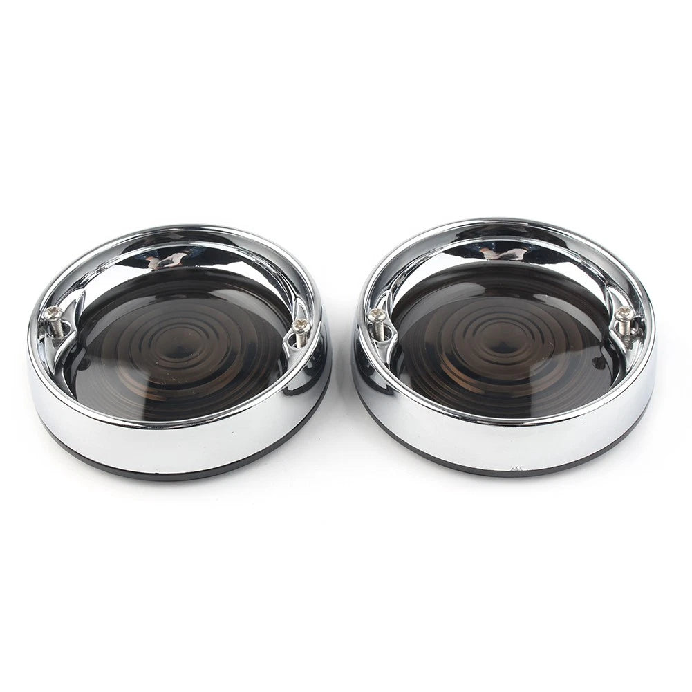 Turn Signal Bezel Gray Len Cover&Trim Rings For Harley Touring Road King 3-1/4"